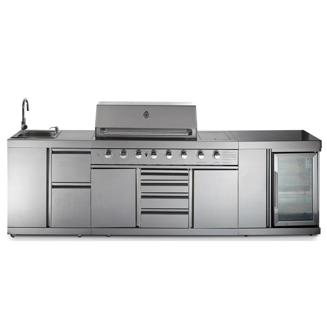 Cocina al aire libre BBQ Gas Grill portátil con gabinete de tienda 