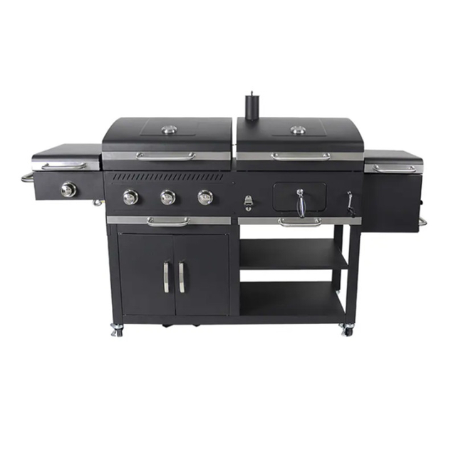 Parrilla de gas barbacoa personalizada 3 quemadores piezas carro de carbón parrilla fumador infrarrojo quemador